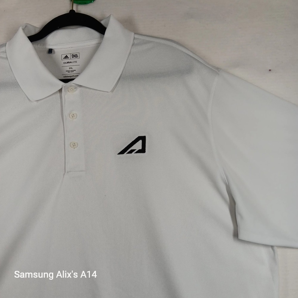 Adidas‎ CLIMA LITE Men's Performance Polo White Golf Dress Shirt Sz 2XL